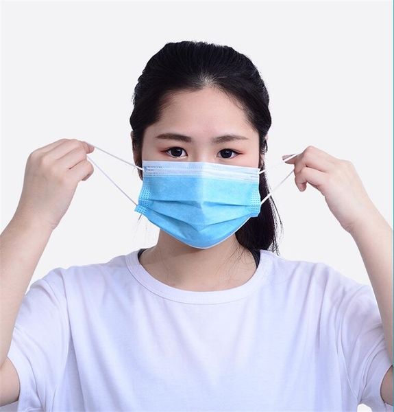 

50 1pcs set blue non woven face3 layers earloop dust blue face mask face masks gift