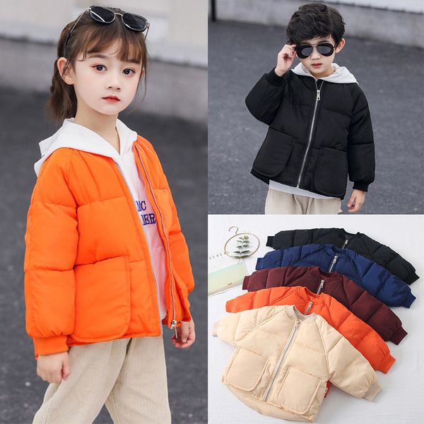 

baby boys girls jacket 2019 winter jacket for girls coat kids warm hooded outerwear coat children solid windproof warm, Blue;gray