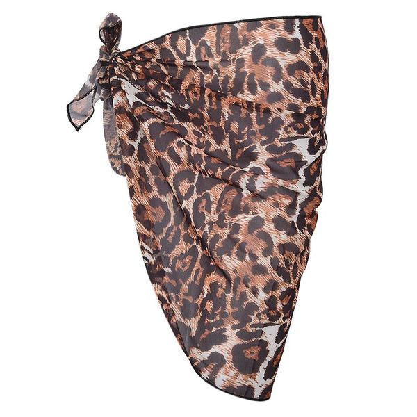 

beach cover up bikini swimwear skirt brown leopard