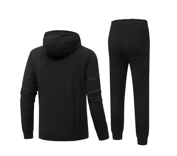 

мужчины костюмы марка tracksuit для мужчин конструктор с длинным рукавом комплекты мода зима с капюшоном верхние части + кальсон 2pcs костюм, Gray