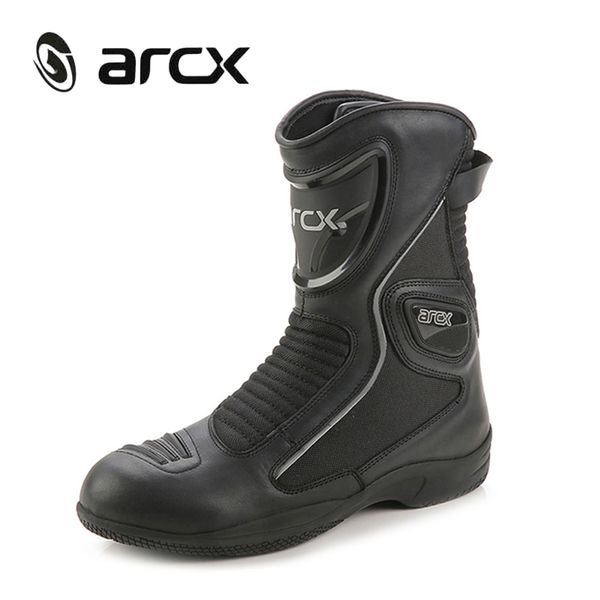 

arcx genuine cow leather motorcycle road racing boots street moto chopper cruiser touring biker motorbike riding mid-calf shoes