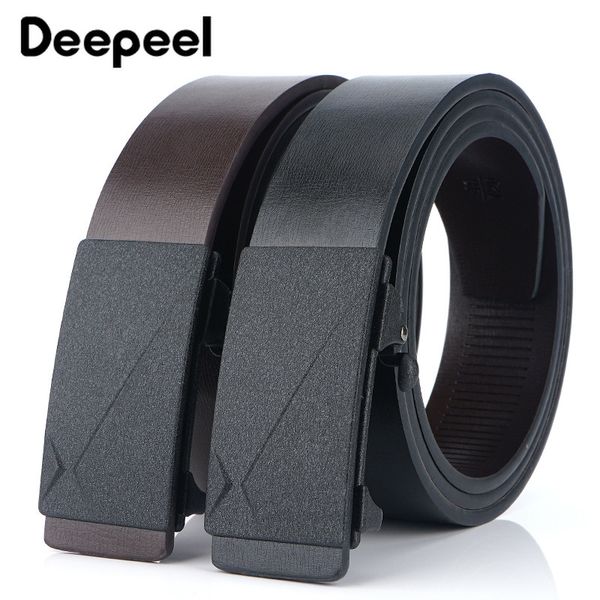 

deepeel 3.2cm * 110-130cm беззубый мужские пояса второй слой коровьей автоматическая пряжка ремни pure кожа подарки для мужчин yb249, Black;brown