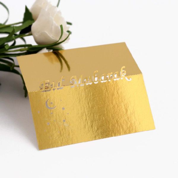 

50pcs laser cut moon star eid mubarak muslim ramadan party invitation table place card name reception seatting cards d08d