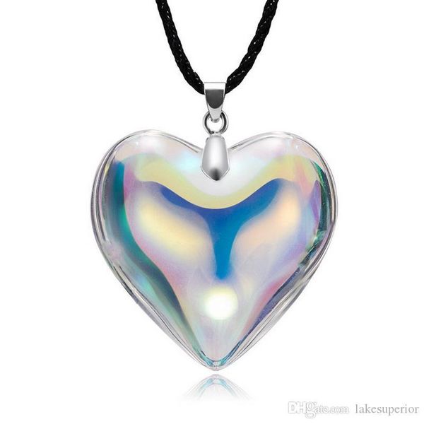 

multistyle crystal pendant necklace heart waterdrop round necklace for women girls with adjustable chain luxury jewelry accessories, Silver