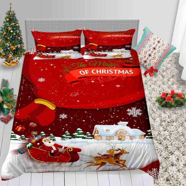 Gift Bag Print Bedding Set King Christmas Funny Santa 3d Duvet