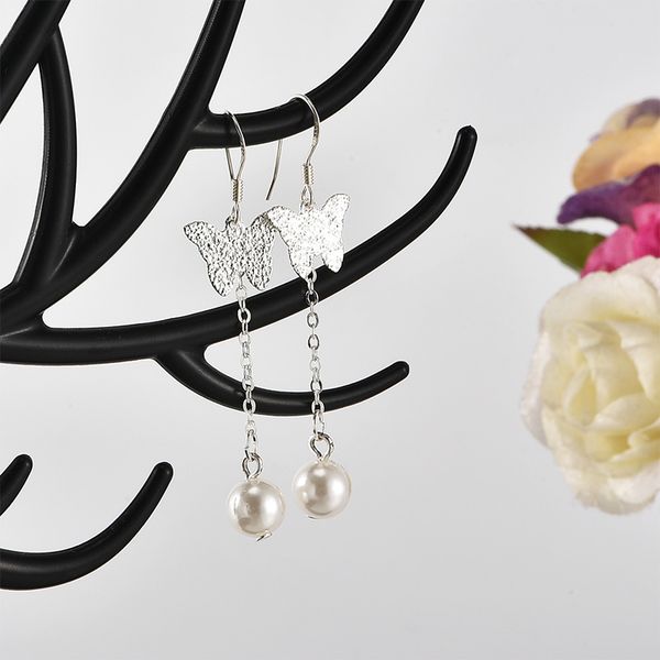 

2019 горячая распродажа мода бабочка стерлингового серебра 925 дамы серьги серьги ювелирные изделия оптом антиаллергенный подарок, Golden;silver