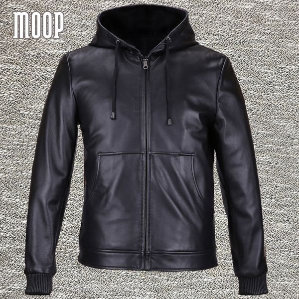 

black genuine leather jackets coats men heavyweight lambskin hooded motorcycle jacket veste cuir homme 2 patch pockets lt559