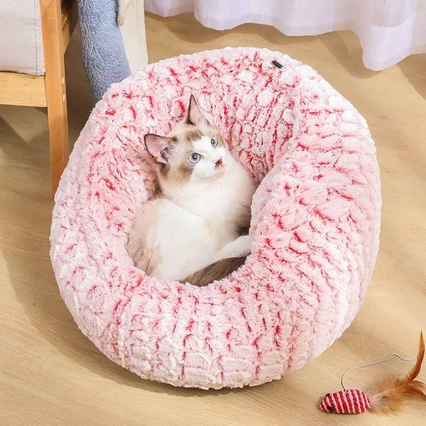 

pp cotton cute soft cat bed winter house round puppy pet dog bed dog cat winter warm sleeping bag long plush soft pet products