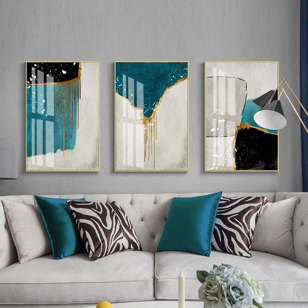 

golden color abstract wall art canvas poster and print painting minimalist nordic decoration pictures modern home decor