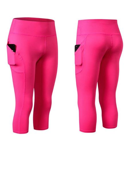 

high waist yoga pants elastic gym leggings solid fitness sport leggings workout running tights women yoga with pocket, White;red