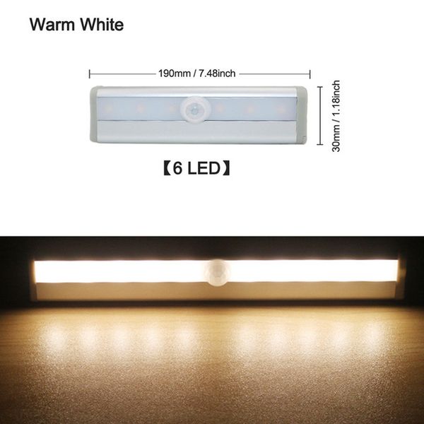

6/10 светодиоды pir led датчик движения свет тумба шкаф кровать лампа led под кабинет night light для closet лестница кухня