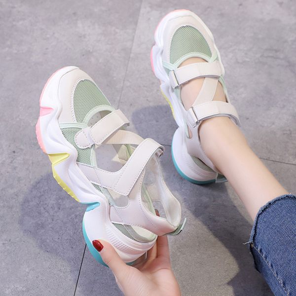 

sandals shoes women encapsulated sports outdoor sandals women's female mesh breathable rainbow platform femmes sneakers
