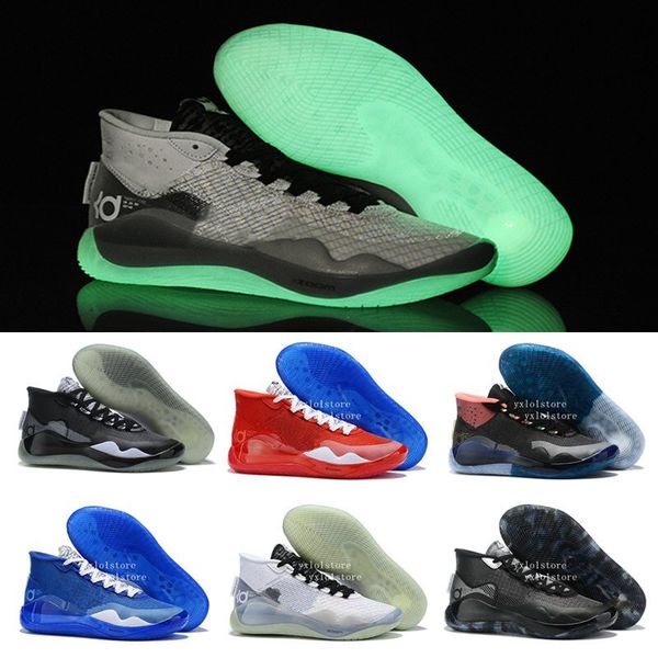 

glow in dark kd xii kevin durant 12 luminous moonlight what the black white silver all stars basketball shoes mens 12s sports sneakers