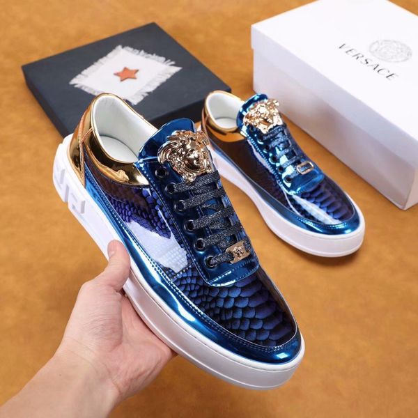 

2019 italian blue men 039 port hoe leather men 039 ca ual hoe fa hion low to help men 039 boot original box packaging