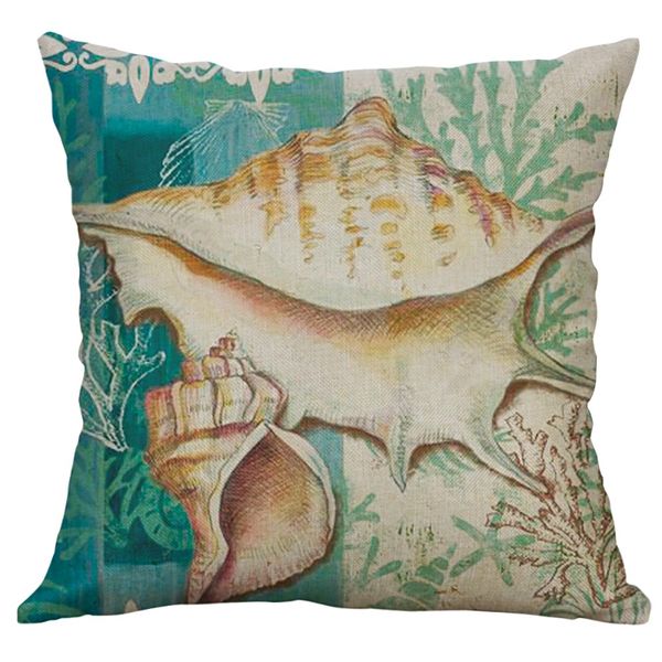 

new marine life turtle conch shell cushion cover pillow cover square linen pillow cases w610
