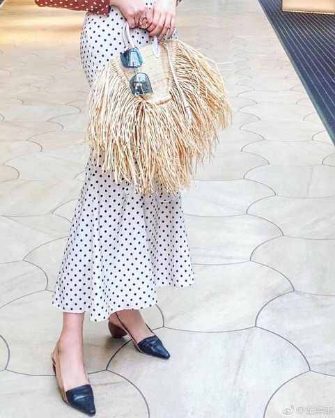 

fashion straw paper bags rattan weave women bags purses handmade shoulder crossbody handbags beach summer tassel mfebs, Red;black