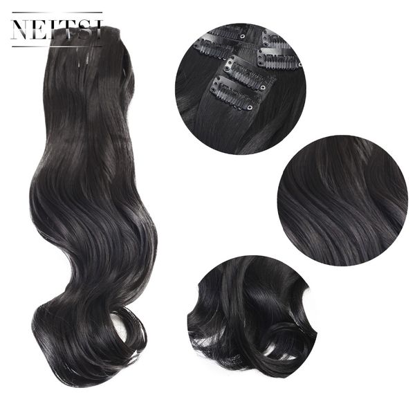 

neitsi 22'' 7pcs/set curly clip in synthetic hair extensions 1b#, Brown
