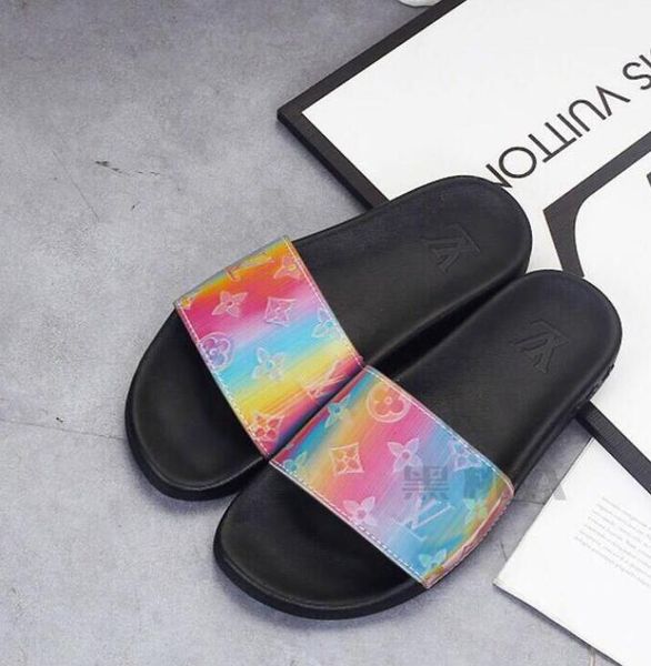 

men 2020 slippers slipper tide stud slippers non-slip leather mens spikes men louis woman vuitton shoes #a016, Black;yellow