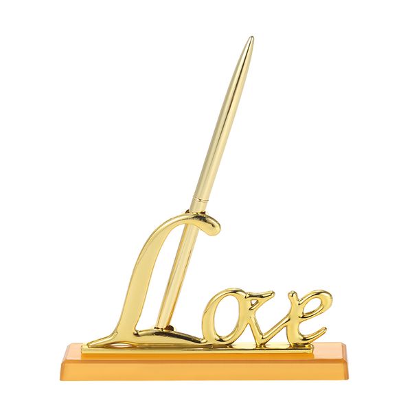 

1pc wedding signing pen with "love" holder wedding signature pen set decoration supplies for guest book home decor