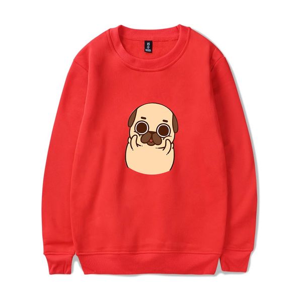 

new arrive pug capless hoodies men women sweatshirts harajuku pullover round neck print pug hoodie men's winter red sweatshirts, Black