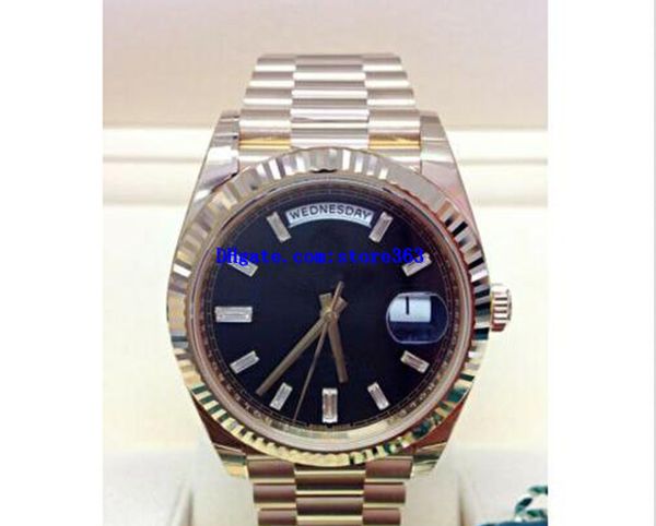 

christmas gift original box certificate mens watches 40mm 228238 yellow gold black diamond dial mechanical automatic, Slivery;brown