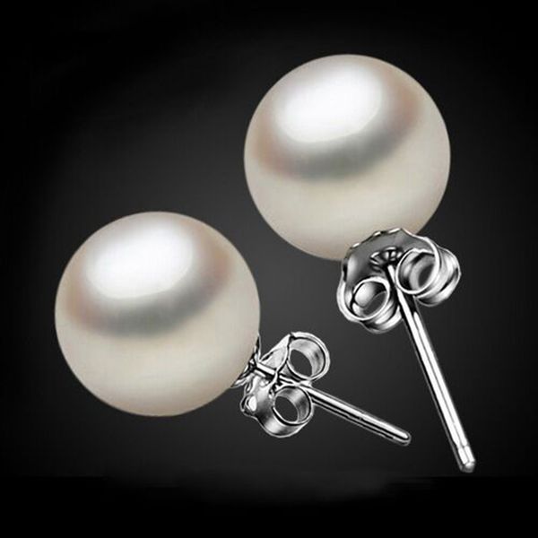 

s925 earrings sterling silver pearl jewelry perfect circle glossy female genuine fairly gift for girlfriend or mums selling, Golden;silver