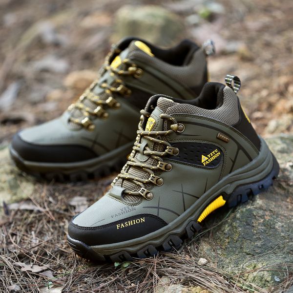 

designer mens shoes winter boots waterproof men snow boots lace up men ankle warm winter shoes male, Black