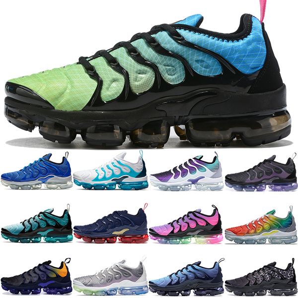 

2020 aurora green tn plus mens luxury designer sneakers white blue lemon lime grid print spirit teal be true bumblebee fashion women shoes