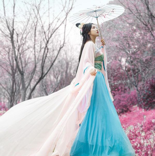 prenses hanım Hanfu sahne performansı Kostüm bağbozumu dram grup yıllardan için ilkbahar yaz yeni stil film stüdyosu antik zarif peri elbise