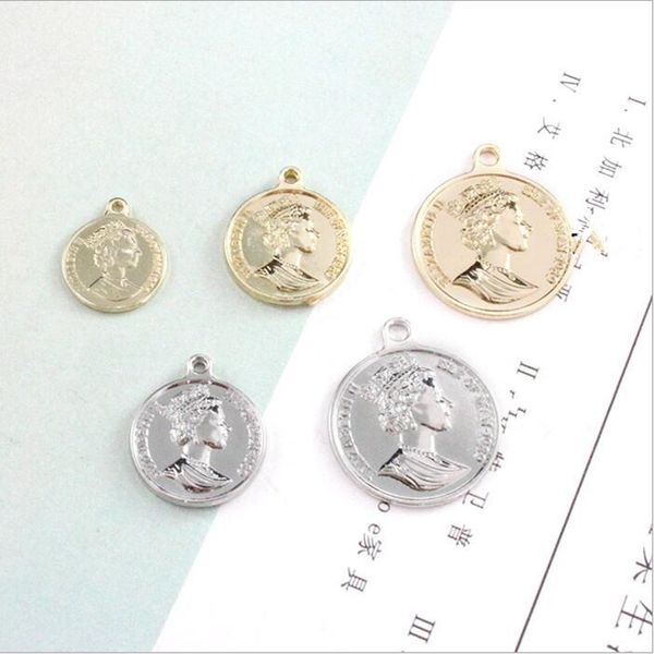 

10pcs/lot gold coin alloy charms connectors for earring pendant earring accessories diy handmade jewelry making, Blue;slivery