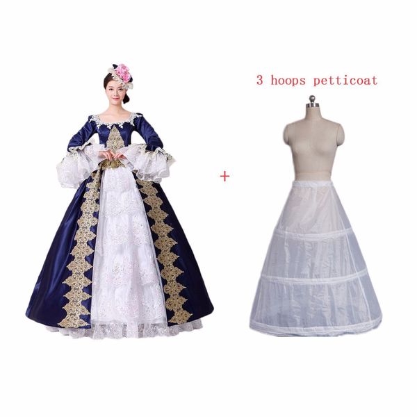 

dark blue rococo costumes gothic victorian costumes prom gown theater women clothing, Black;red