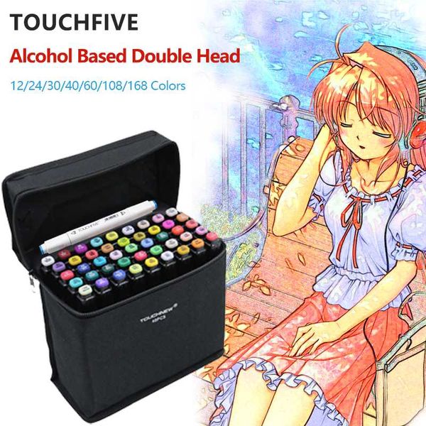 

touchfive маркеры 30 40 80 168 цветов двойные советы алкоголь графический эскиз двойной маркер ручка с закладкой манга рисунок художественны