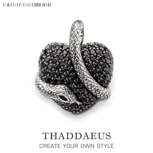 

pendant black heart snake,2019 brand fashion vintage jewelry 925 sterling silver thomas bijoux accessories gift for ts woman