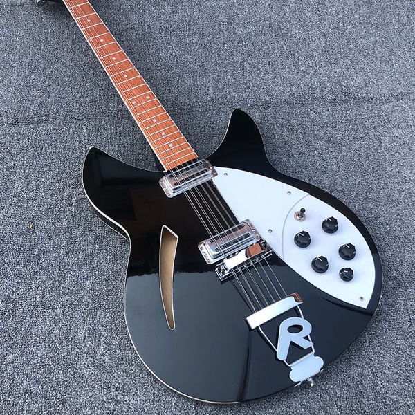 

12 string electric guitar, ricken 360 electric guitar,black paint body with dot inlay fingerboard,ing