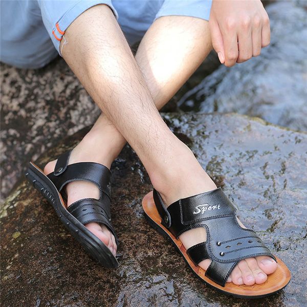 

fashion men's summer casual hollow breathable sandals business casual sandals, Black