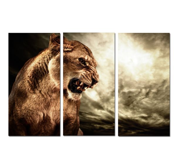 

3 panels modern fantasy animal awesome lion landscape print painting canvas wall art gift picture office living room home decor hyp-a1105