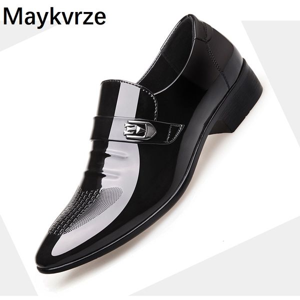 

2020 new men shoes business leather fashion pointed toe comfortable flats men's casual shoes, Black