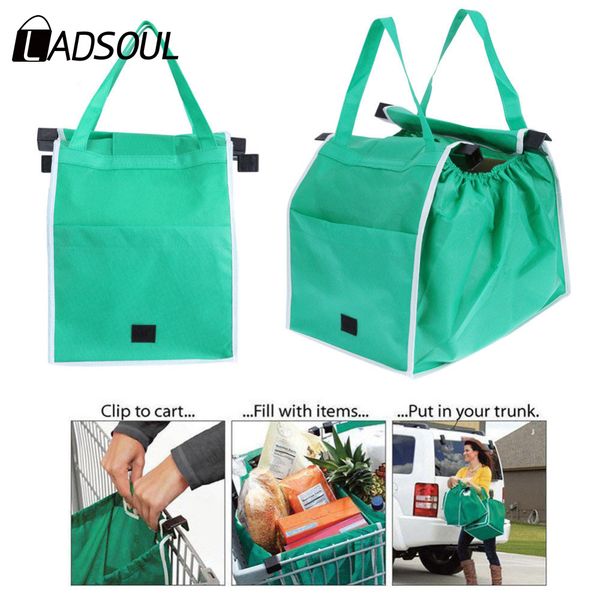 

ladsoul 1 pc shopping bag foldable eco-friendly reusable large trolley supermarket large capacity tote bag