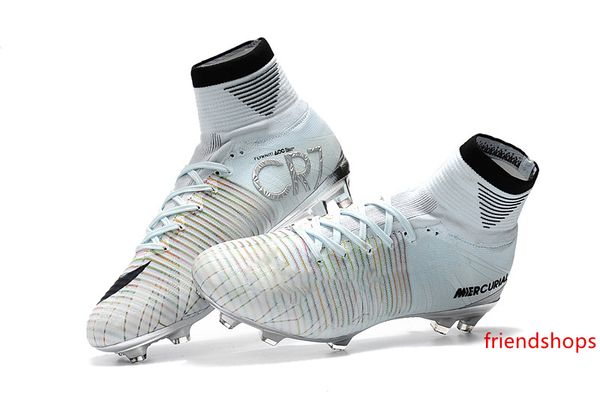 

football boots white silver cr7 100% original cristiano ronaldo soccer cleats mercurial superfly 7 elite 360 se sx neymar jr soccer shoes