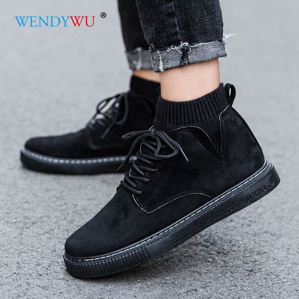 

autumn and winter new outdoor tooling boots wool mouth boots explosion models high to help men's casual shoes, Black