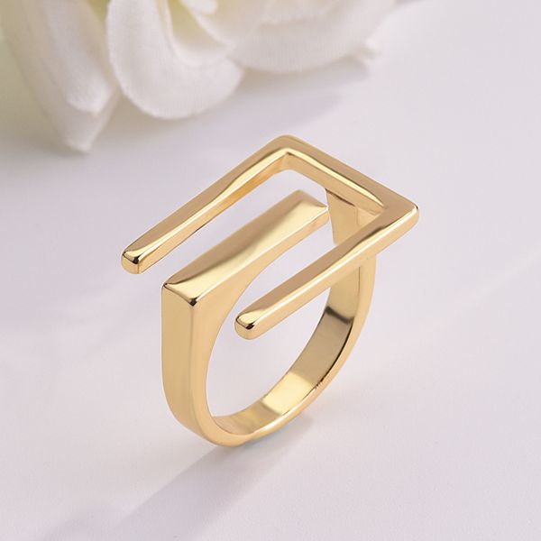 

2020 geometric ring gold color metal minimalist jewelry female finger ring wedding engagement fashion trendy punk ddr006, Golden;silver