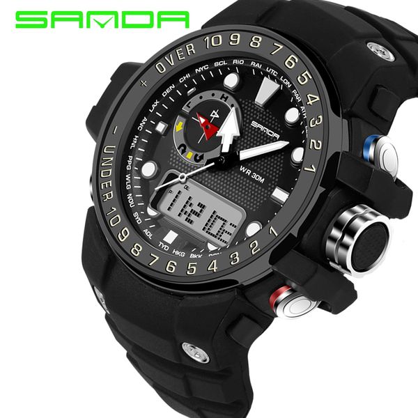 

sanda horloge mannen luxe merk mannen waterdichte quartz horloge mode outdoor sport militaire relogio masculino, Slivery;brown