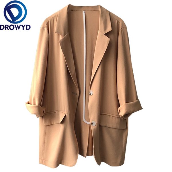 

women orange blazers beautiful fashion lady office pockets jackets suit coat casual loose long sleeve formal work blazer, White;black