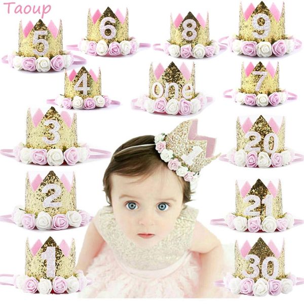 

taoup 1pc one first birthday party hats 1st 2nd 3rd crown birthday hats number one party decors kids accessories newborn child