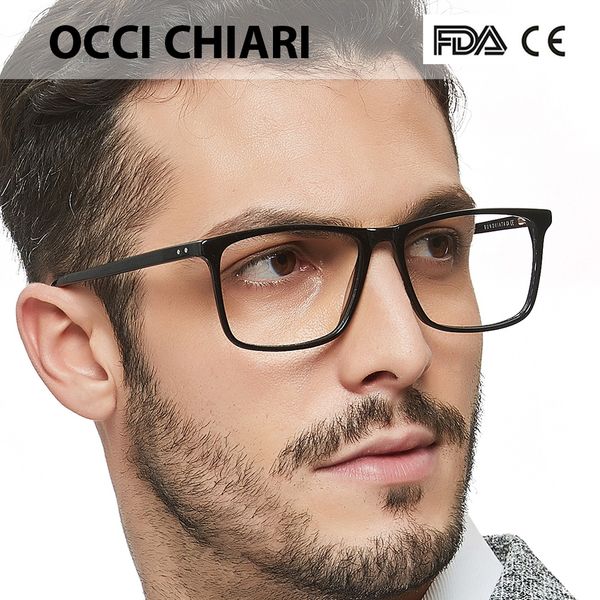 

occi chiari men glasses frame optical 2019 men clear lens prescription anti blue light acetate eyewear eyeglasses w-colopi, Silver