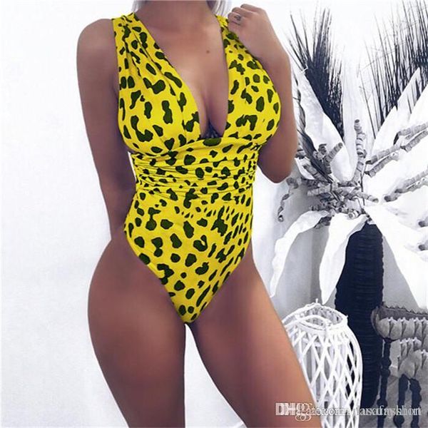 

fashion trend clothes womens summer swimsuit one piece swimwear v neck designer bikini leopard apparel fashion womens, White;black