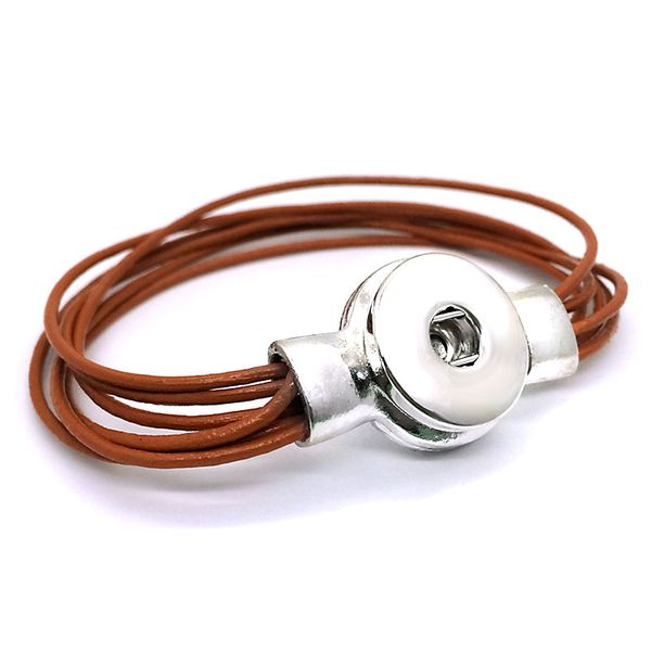 

interchangeable magnet 244 really genuine leather retro fashion fit 18mm snap button bracelet bangle charm jewelry for women men gift, Black