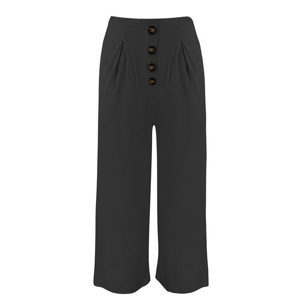 

womens pants ladies holiday summer wide leg trousers fashion party loose casual baggy bottoms high waist button, Black;white