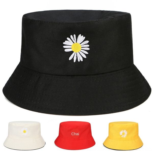 

2020 daisy fisherman embroidery chrysanthemum fisherman sun sun pot double-sided hat sunshade hat, Blue;gray