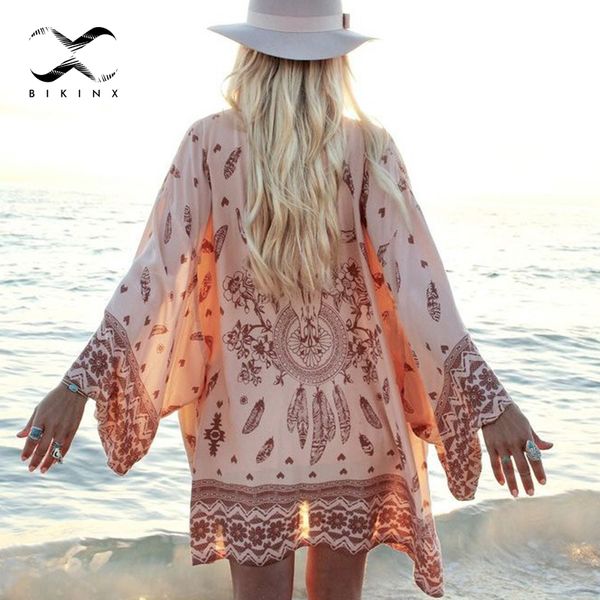 

vintage print bikini beach cover-ups female gossamer kaftan swimsuit cover-ups 2020 fashion beach dress women chiffon kimono new
